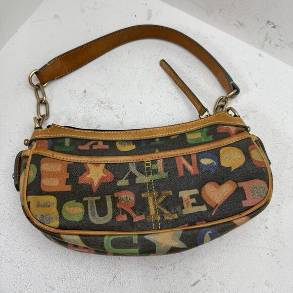 Dooney & Bourke It Bag Y2K Multicolor Logo Canvas Baguette Shoulder Bag Doodle - Picture 2 of 13